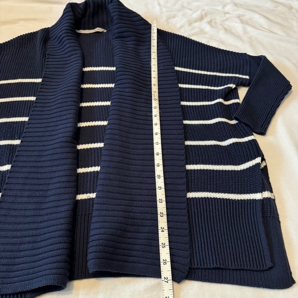 Athleta XXS Striped Peaceful Wrap Cardigan Sweater ~ Navy Blue Nautical Casual - Picture 5 of 7